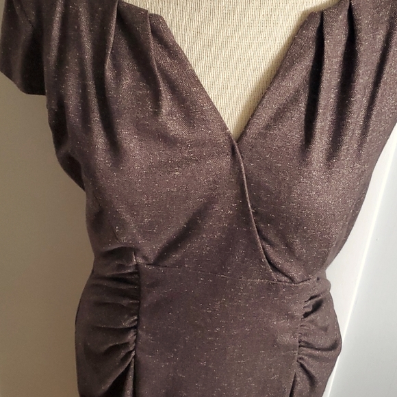 Flattering Ruched Waist Tweed Dress - Picture 1 of 4